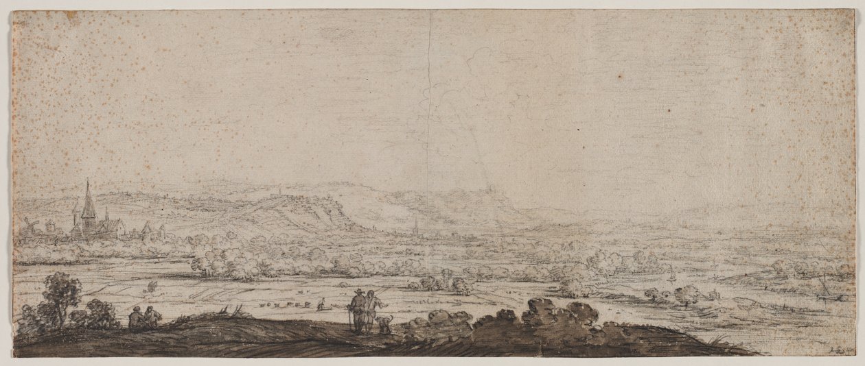 Paysage avec le village de Schenkenschanz, Gueldre, années 1600 - Herman Saftleven