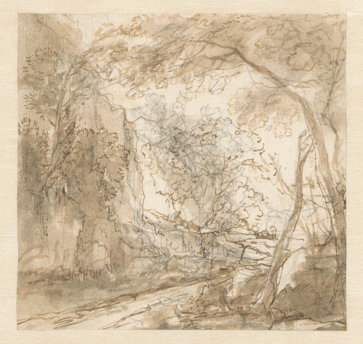 Paysage avec chemin entre les arbres - Herman van Swanevelt (possibly)
