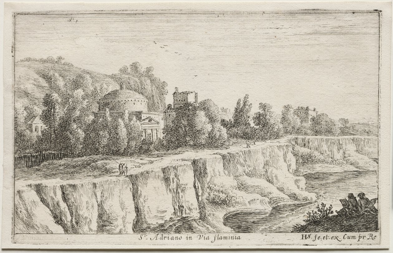 Vues diverses dans et autour de Rome : Saint-Adrien sur la Via Flaminia - Herman van Swanevelt