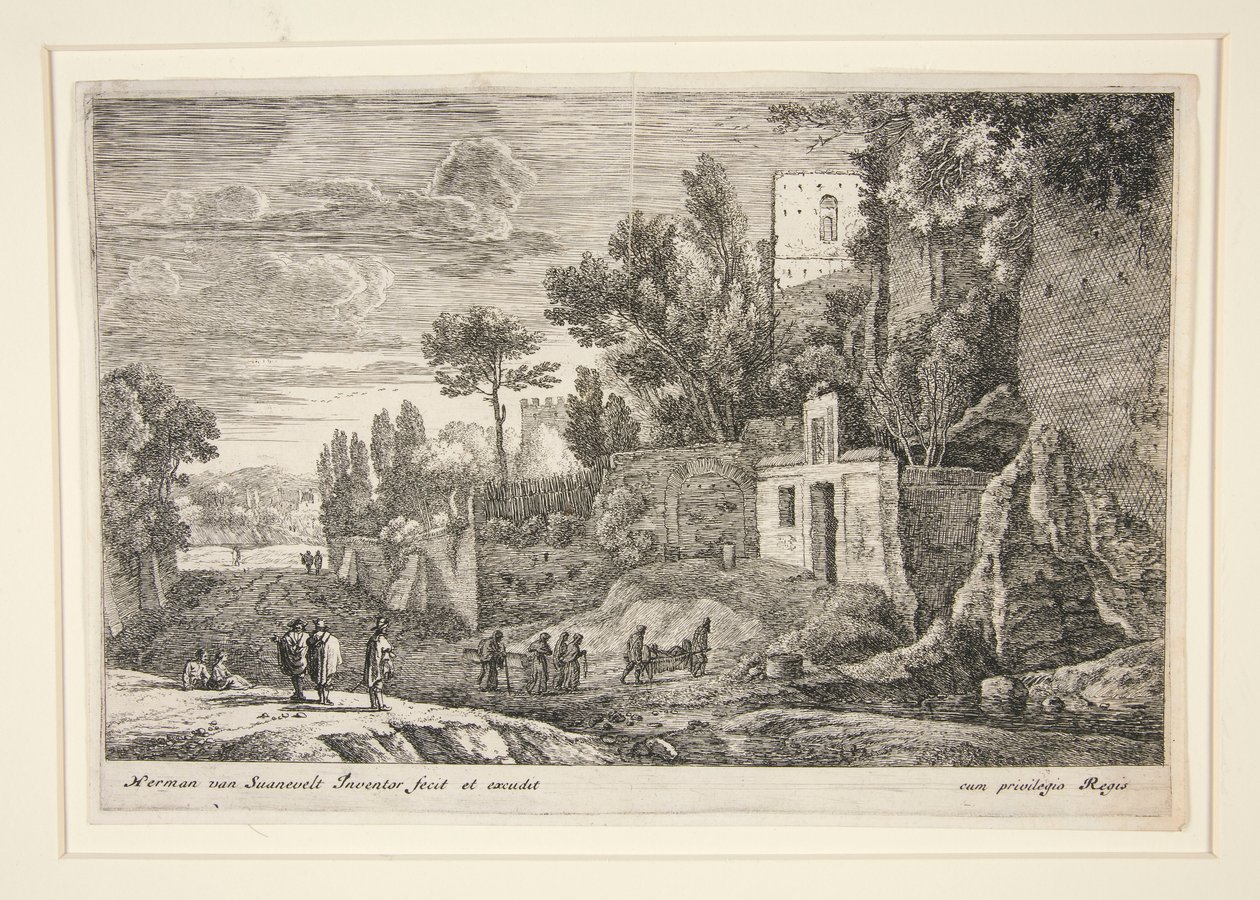 Paysage avec un hôpital, de la série Douze Paysages - Herman van Swanevelt