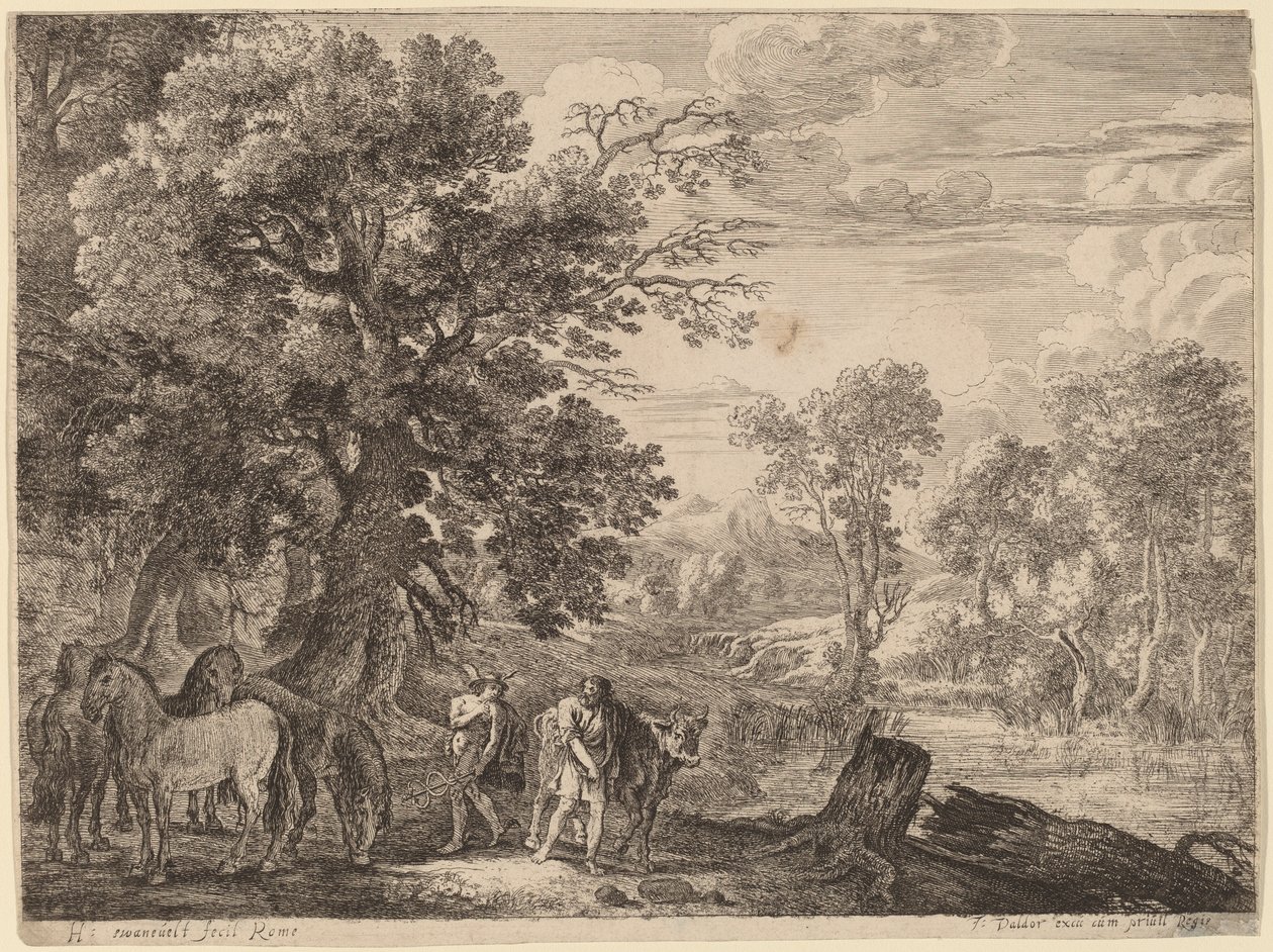 Mercure faisant taire Battus - Herman van Swanevelt