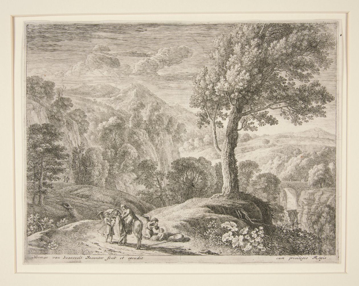 Le grand arbre et la grotte, de la série La fuite en Égypte - Herman van Swanevelt