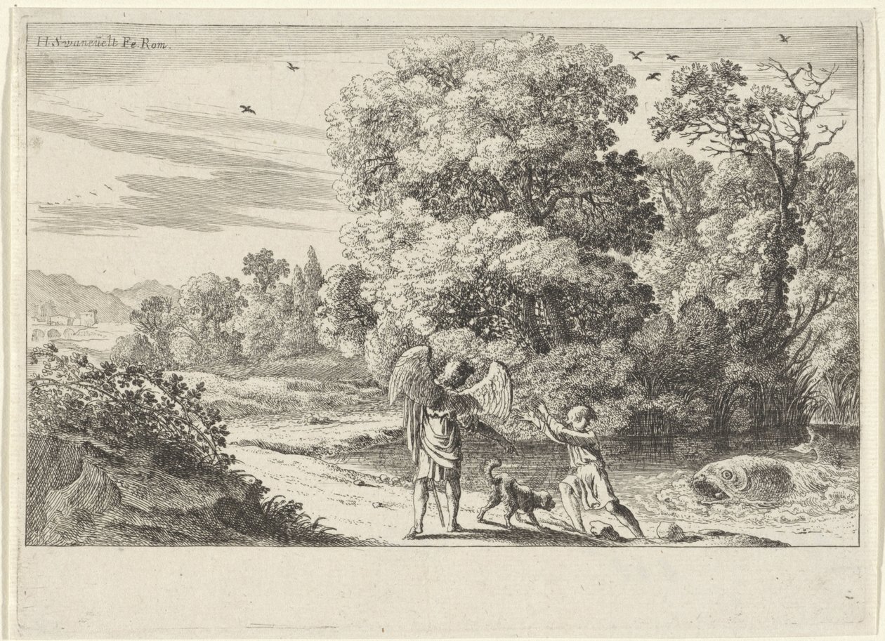Tobias effrayé par le poisson - Herman van Swanevelt