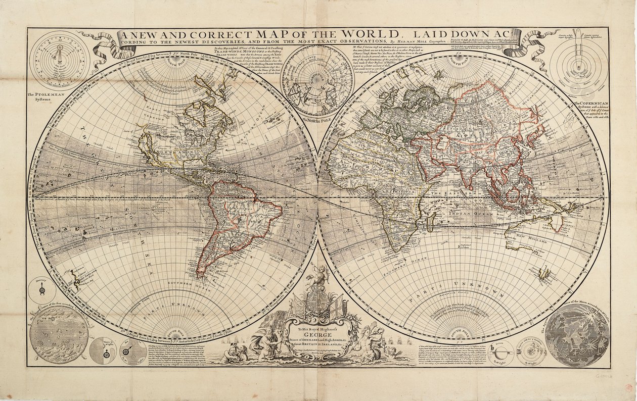 Nouvelle et correcte carte du monde, dressée selon les dernières découvertes et les observations les plus exactes, par Herman Moll, géographe - Hermann Moll