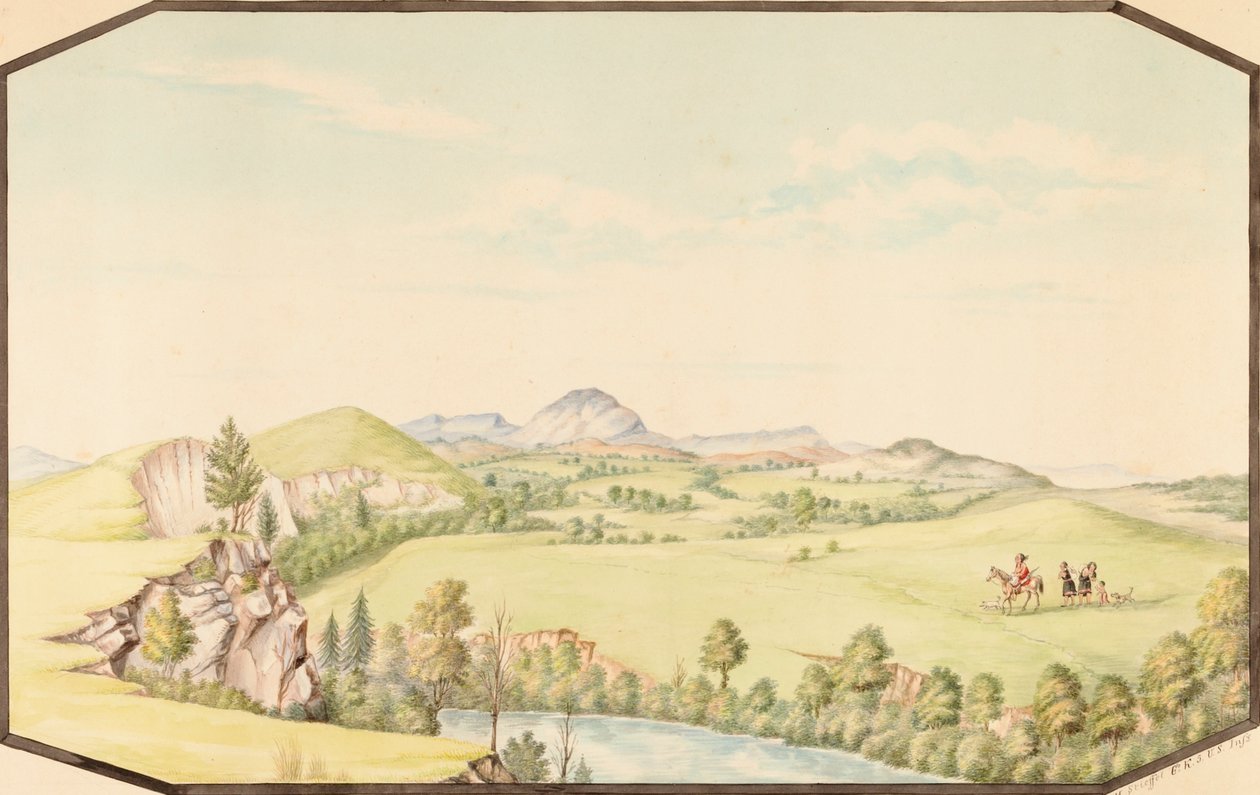 Les montagnes Wichita depuis Medicine Bluff, Territoire Indien, 1867 - Hermann Stieffel