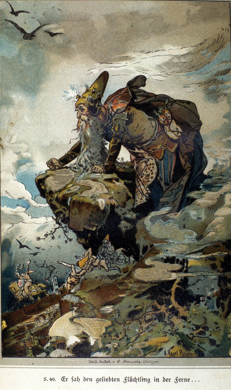Illustration de Vogel pour un conte des frères Jacob (1785-1863) et Wilhelm (1786-1859) Grimm - Hermann Vogel