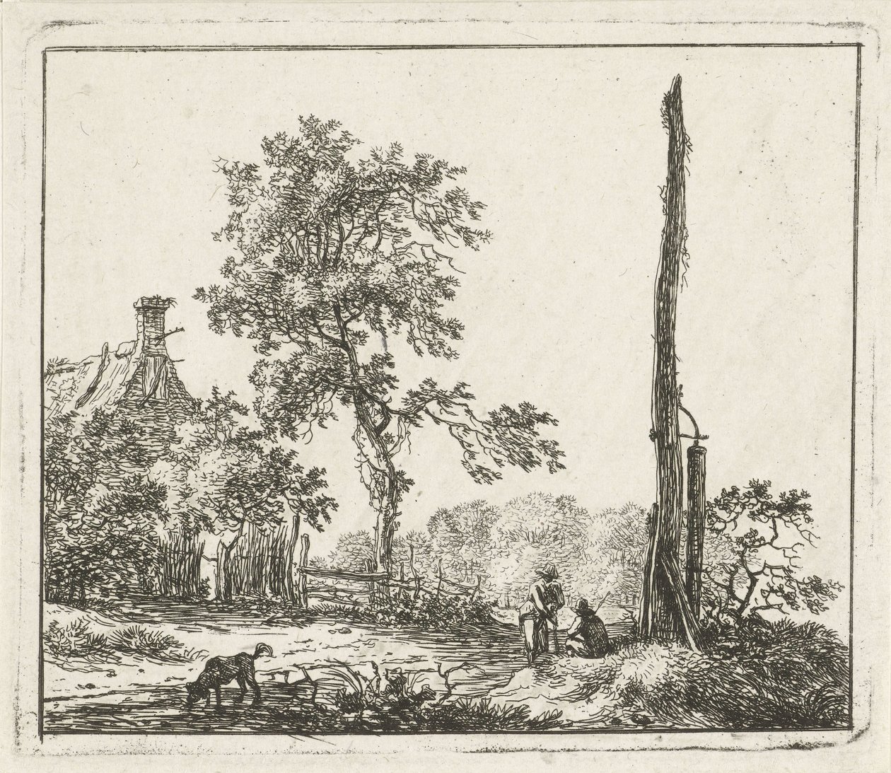 Paysage avec un grand poteau - Hermanus Fock