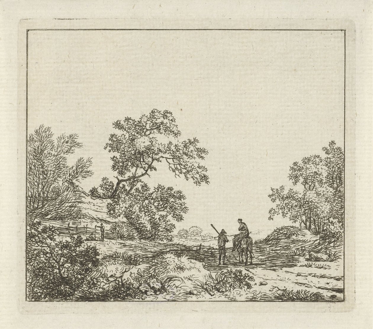 Paysage avec un homme à pied et une femme à cheval - Hermanus Fock