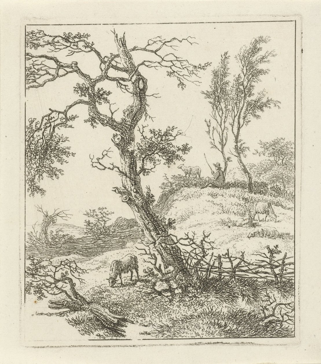 Paysage avec berger sur une colline - Hermanus Fock