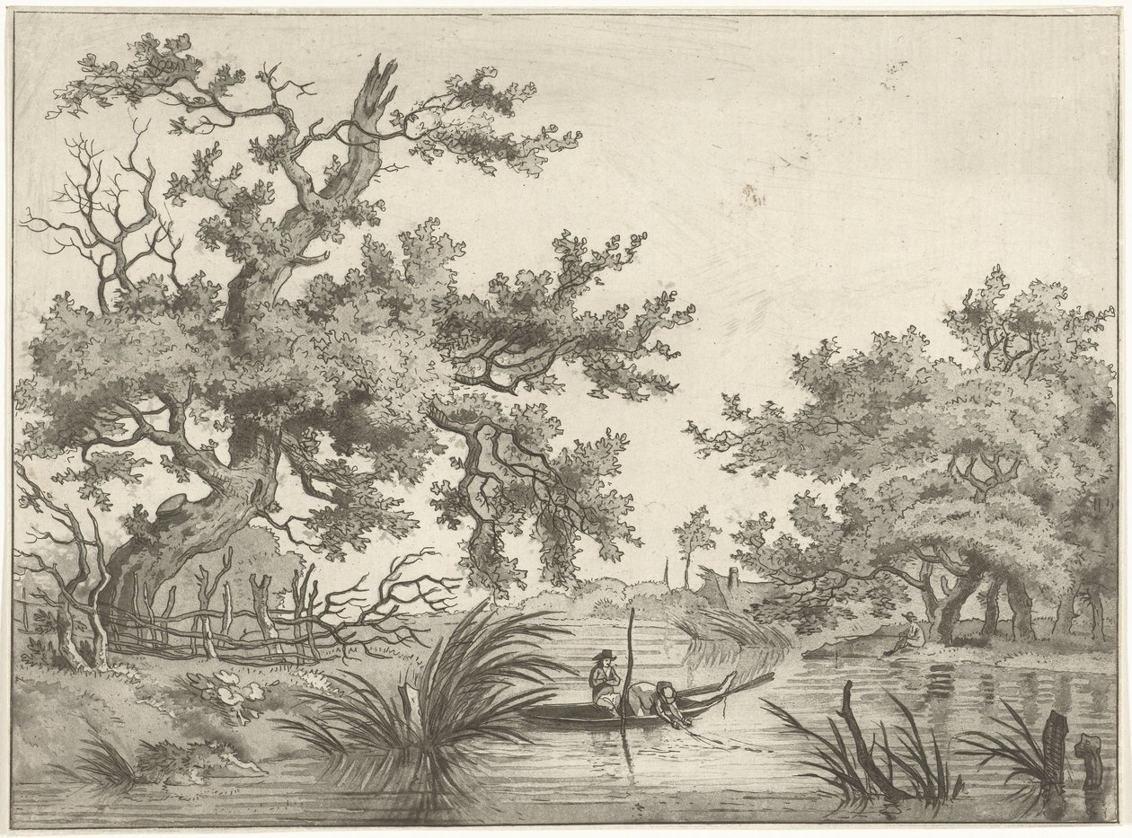 Paysage avec deux pêcheurs - Hermanus Fock
