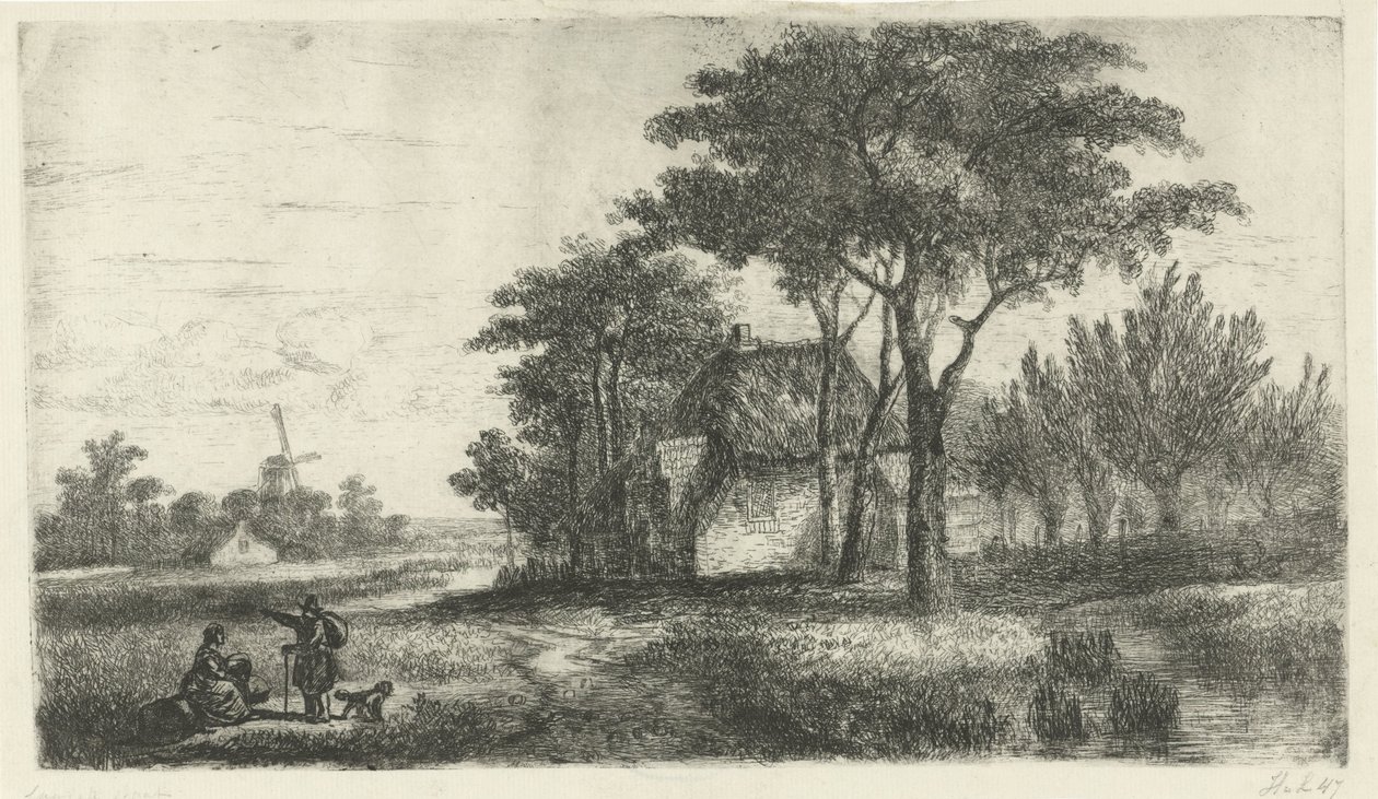 Paysage avec un promeneur - Hermanus Jan Hendrik van Rijkelijkhuysen