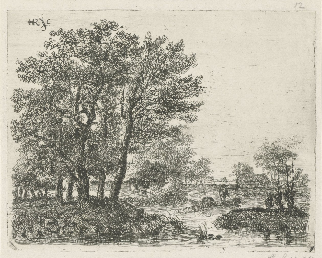 Pêcheurs dans un bateau - Hermanus Jan Hendrik van Rijkelijkhuysen