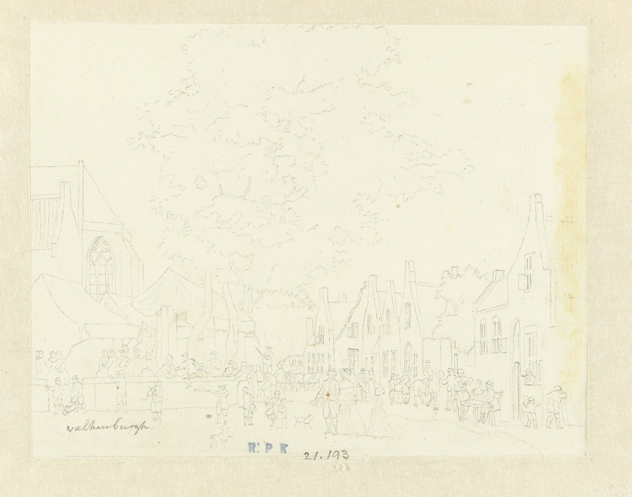 Marché dans le village de Valkenburg - Hermanus Petrus Schouten