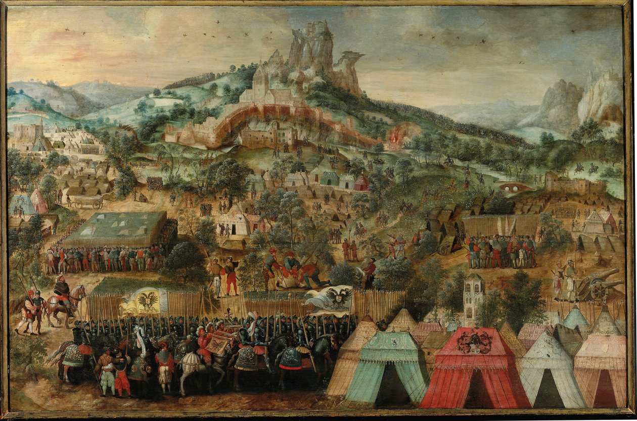 Un siège à Thérouanne, avec une armée dirigée par Charles V campée sous la ville - Herri met de Bles