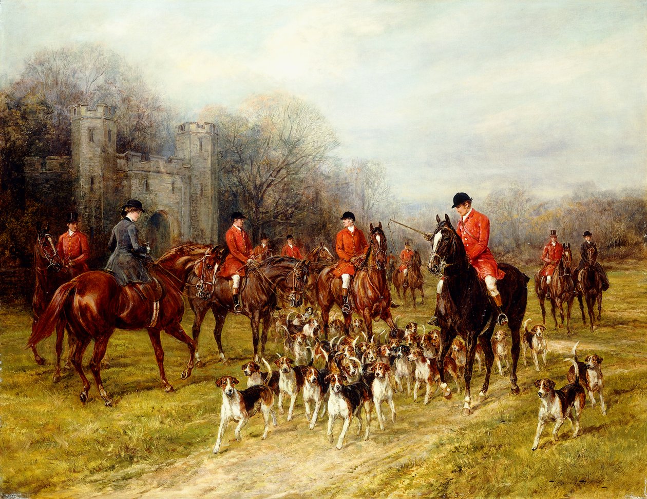 Tableau Huile Cavalier Et Cheval Dans Un Paysage - Style Heywood-Hardy, Fait Main