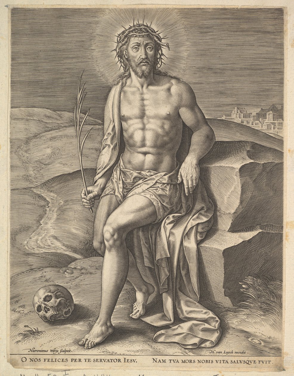 Le Christ assis sur la pierre froide, avant ca. 1586 - Hieronymous Wierix