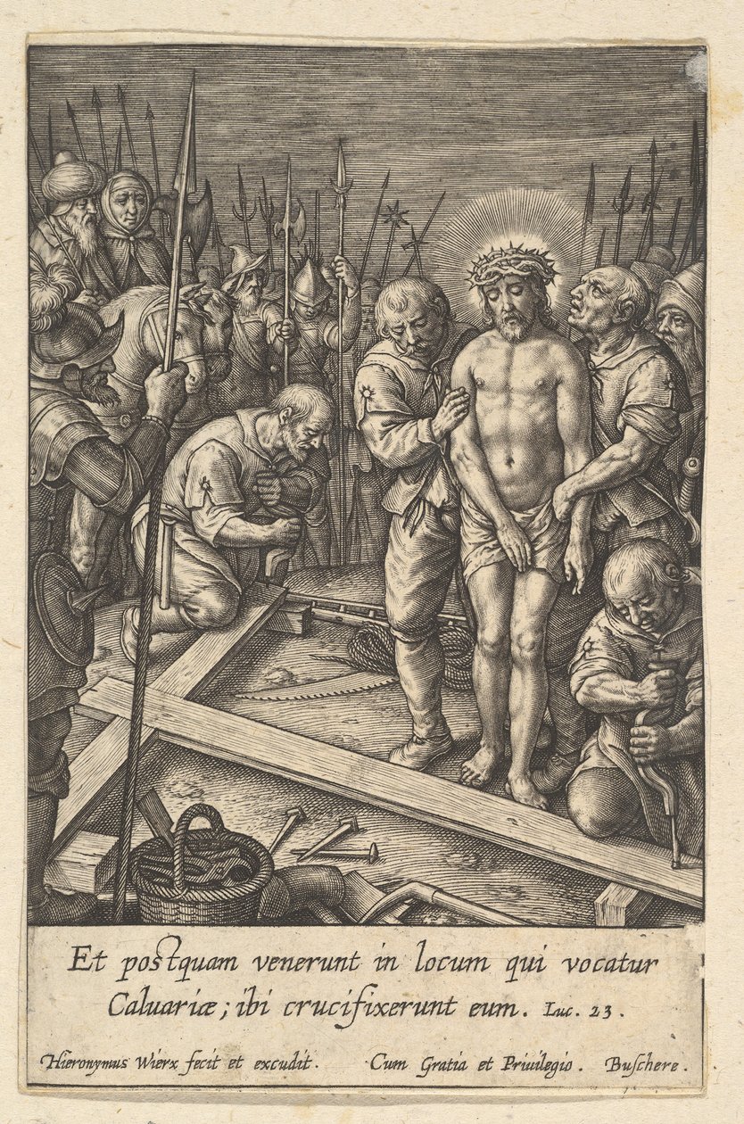 La préparation de la croix, avant 1619 - Hieronymous Wierix