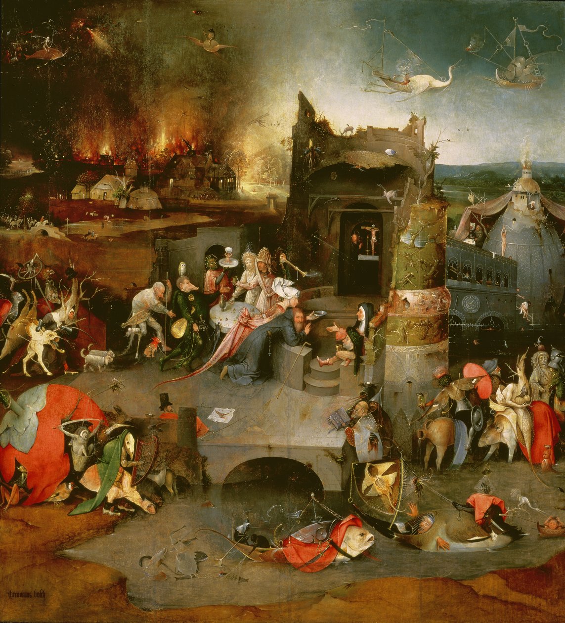 La Tentation de Saint Antoine (panneau central) (détail) - Hieronymus Bosch