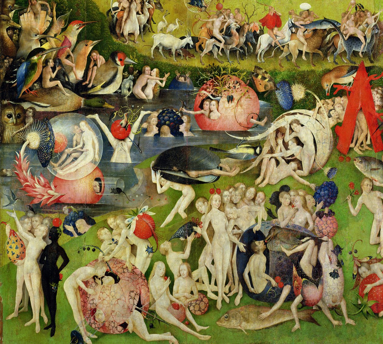 Le Jardin des délices : Allégorie du luxe, panneau central du triptyque, vers 1500 (détail) - Hieronymus Bosch