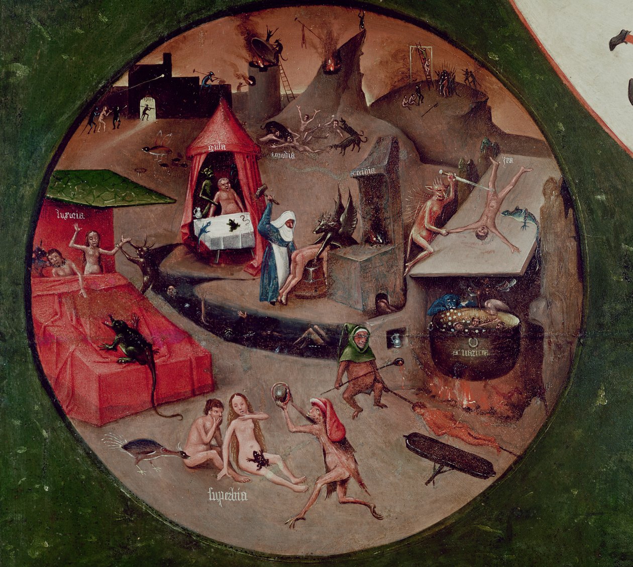 Table des Sept Péchés Capitaux et des Quatre Dernières Choses, détail de l