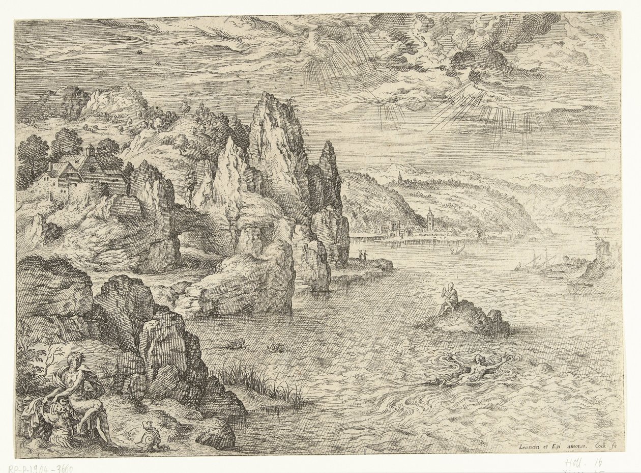 Paysage côtier avec Héro et Léandre - Hieronymus Cock