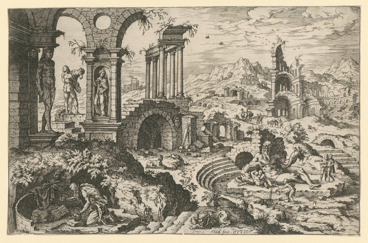 Saint Jérôme dans un paysage de ruines - Hieronymus Cock
