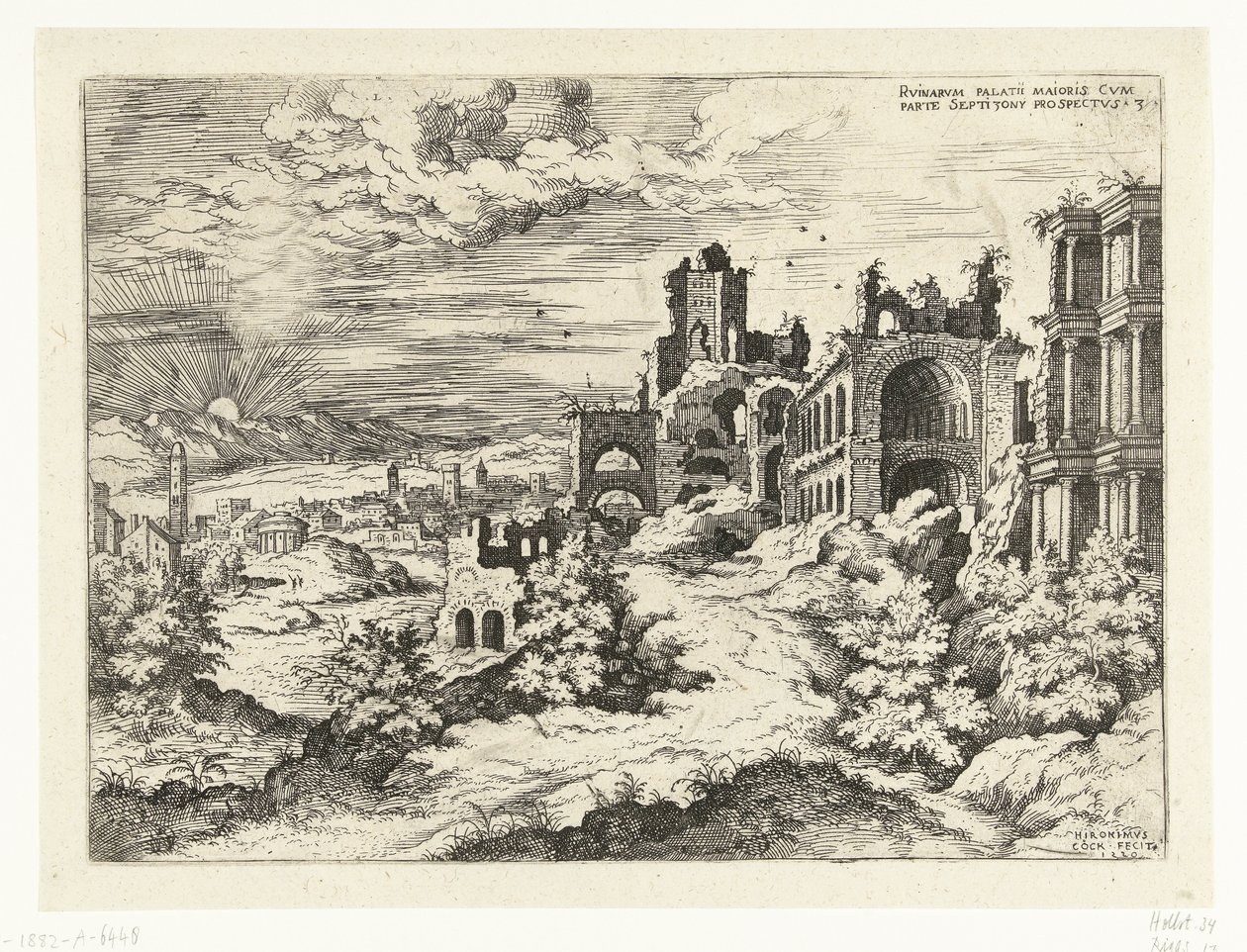 Vue sur le Palatin avec lever de soleil - Hieronymus Cock