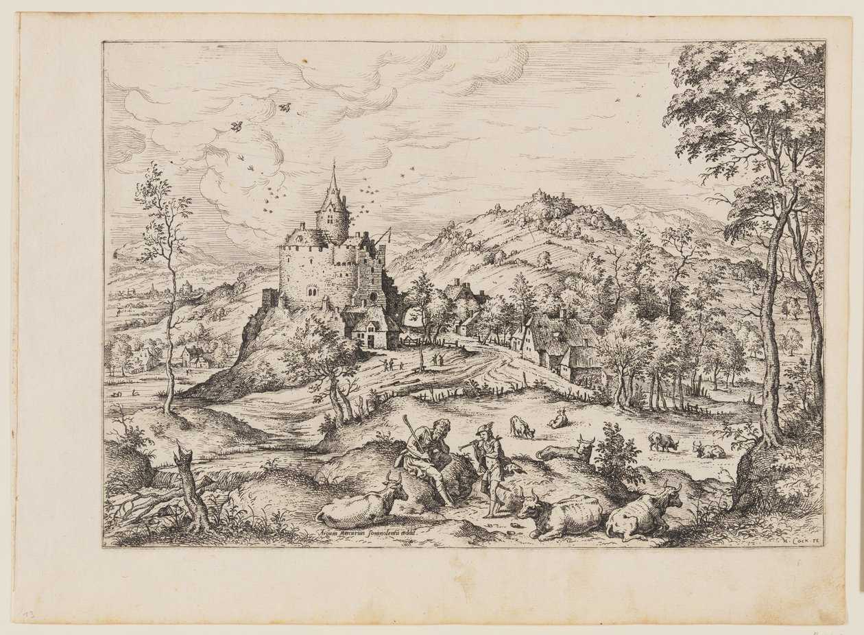 Mercure endormant Argus, extrait de Paysages avec scènes bibliques et mythologiques - Hieronymus Cock