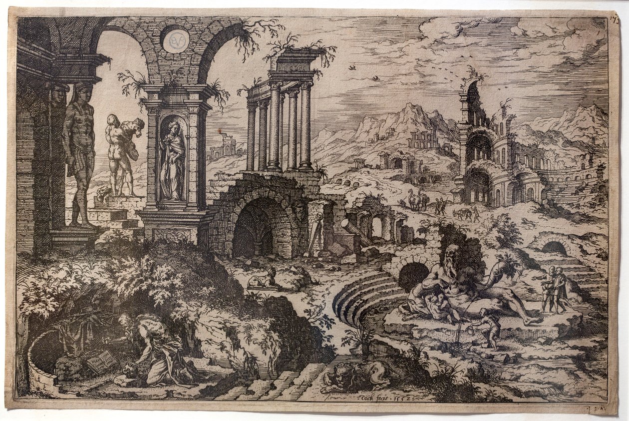 Paysage de ruines avec saint Jérôme en pénitence - Hieronymus Cock