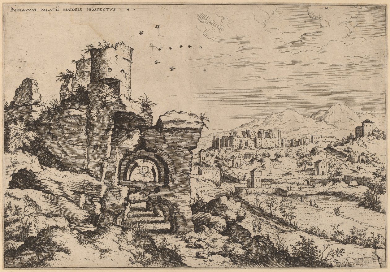 Ruines sur le Palatin, vue vers les thermes de Caracalla - Hieronymus Cock