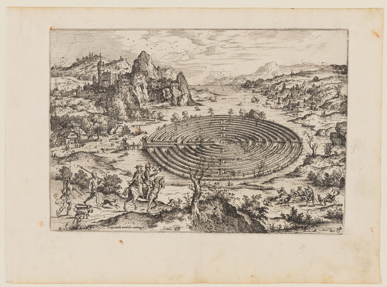 Le labyrinthe crétois, extrait de Paysages avec scènes bibliques et mythologiques - Hieronymus Cock