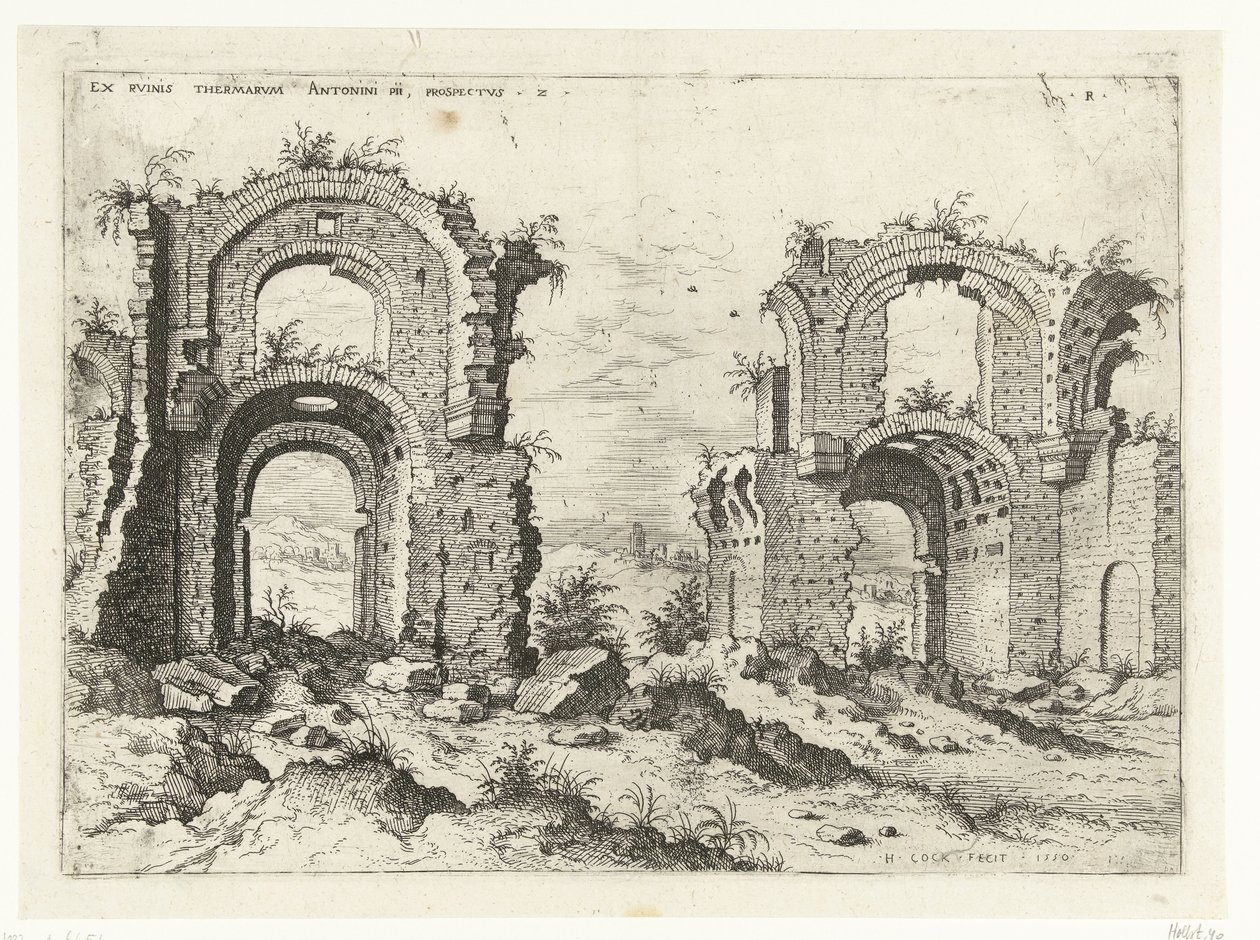 Deuxième vue des Thermes de Dioclétien (Ruines romaines) - Hieronymus Cock