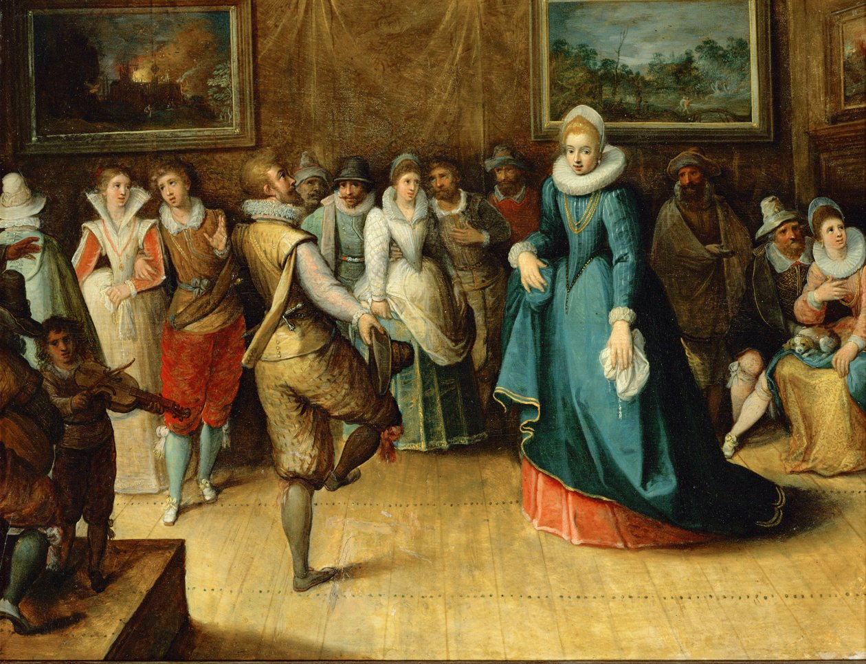 Une fête dansante (peinture sur bois de chêne) - Hieronymus Francken