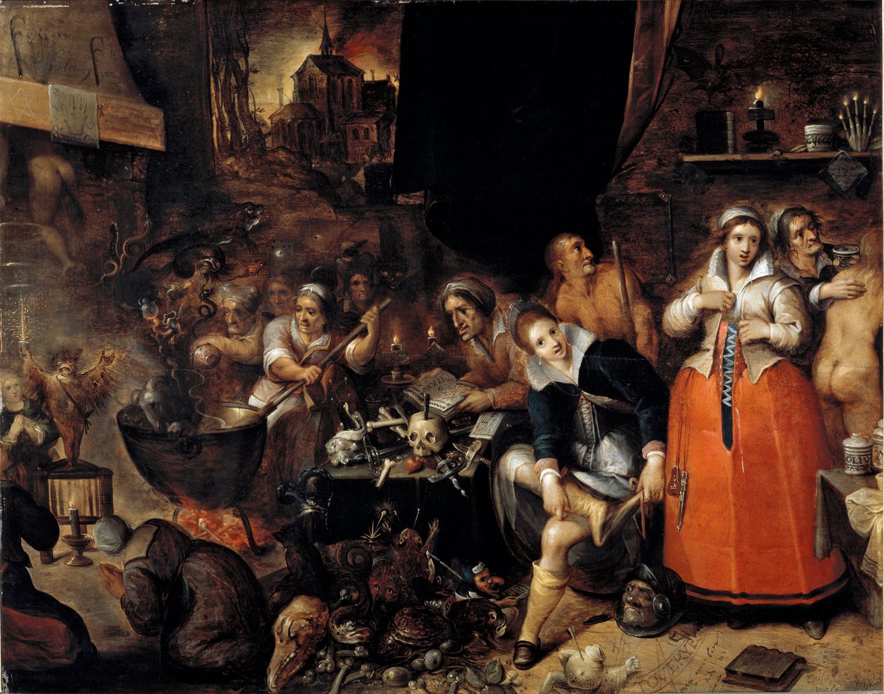 La cuisine des sorcières Peinture par Hieronymus Francken - Hieronymus Francken