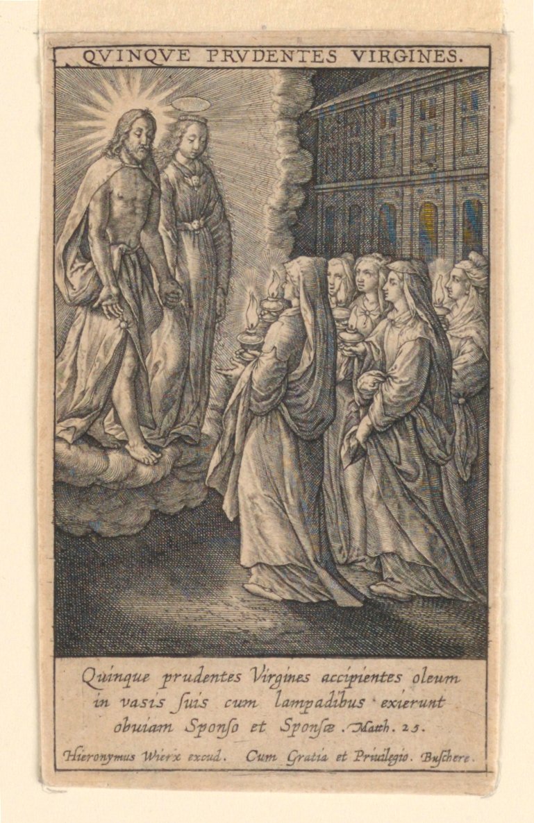 Les cinq vierges sages, de la suite "Speculum Virginitatis" - Hieronymus Wierix