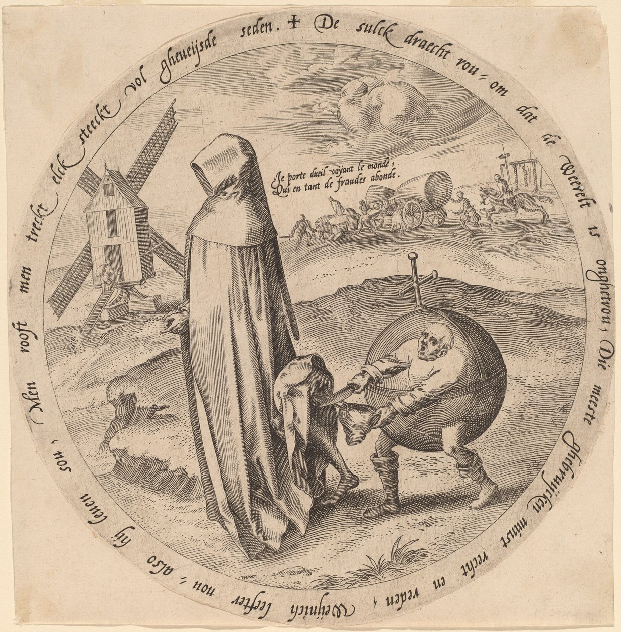 Le misanthrope volé par le monde - Hieronymus Wierix after Pieter Bruegel the Elder
