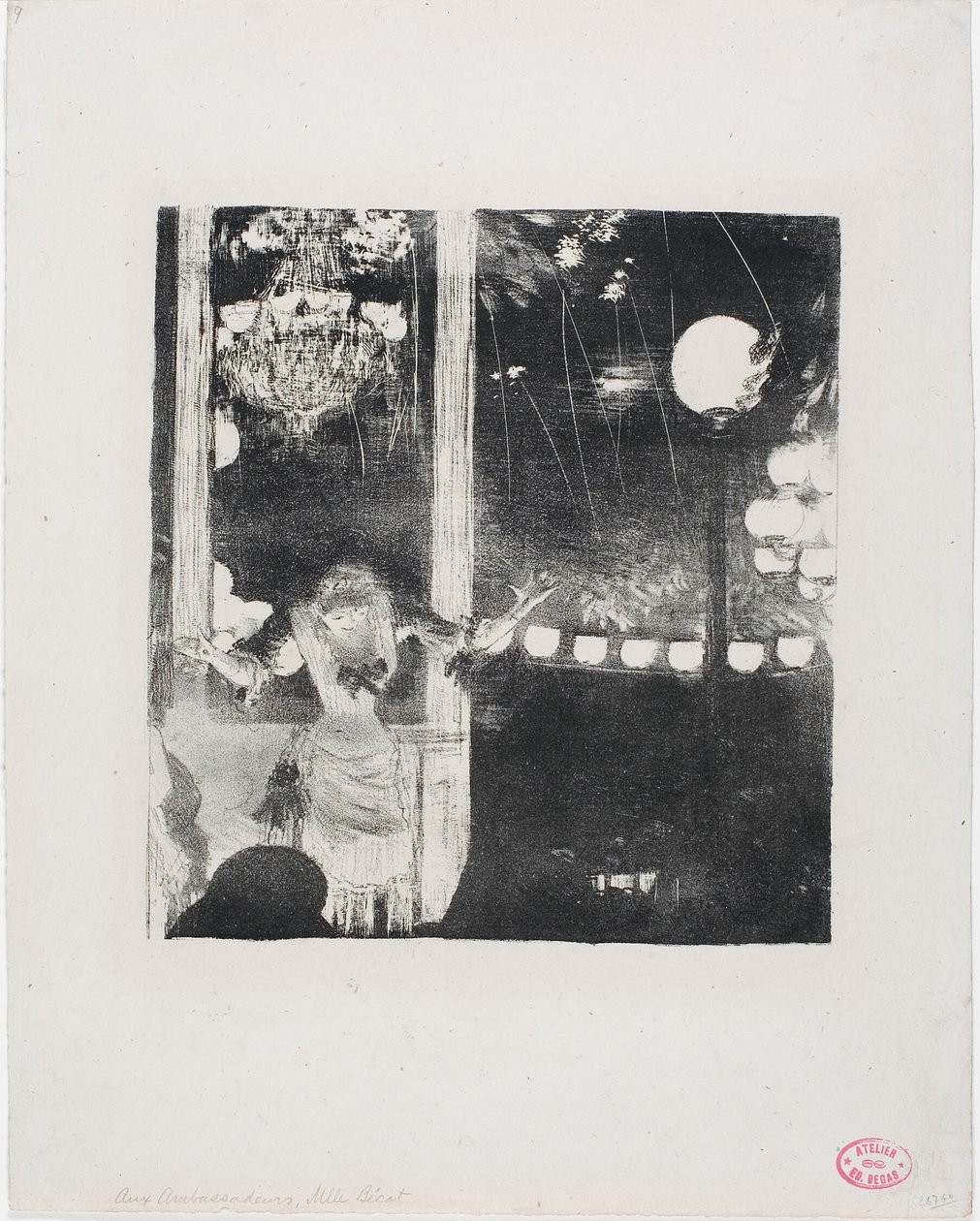 Mlle Bécat at the Café des Ambassadeurs - Hilaire Germain Edgar Degas