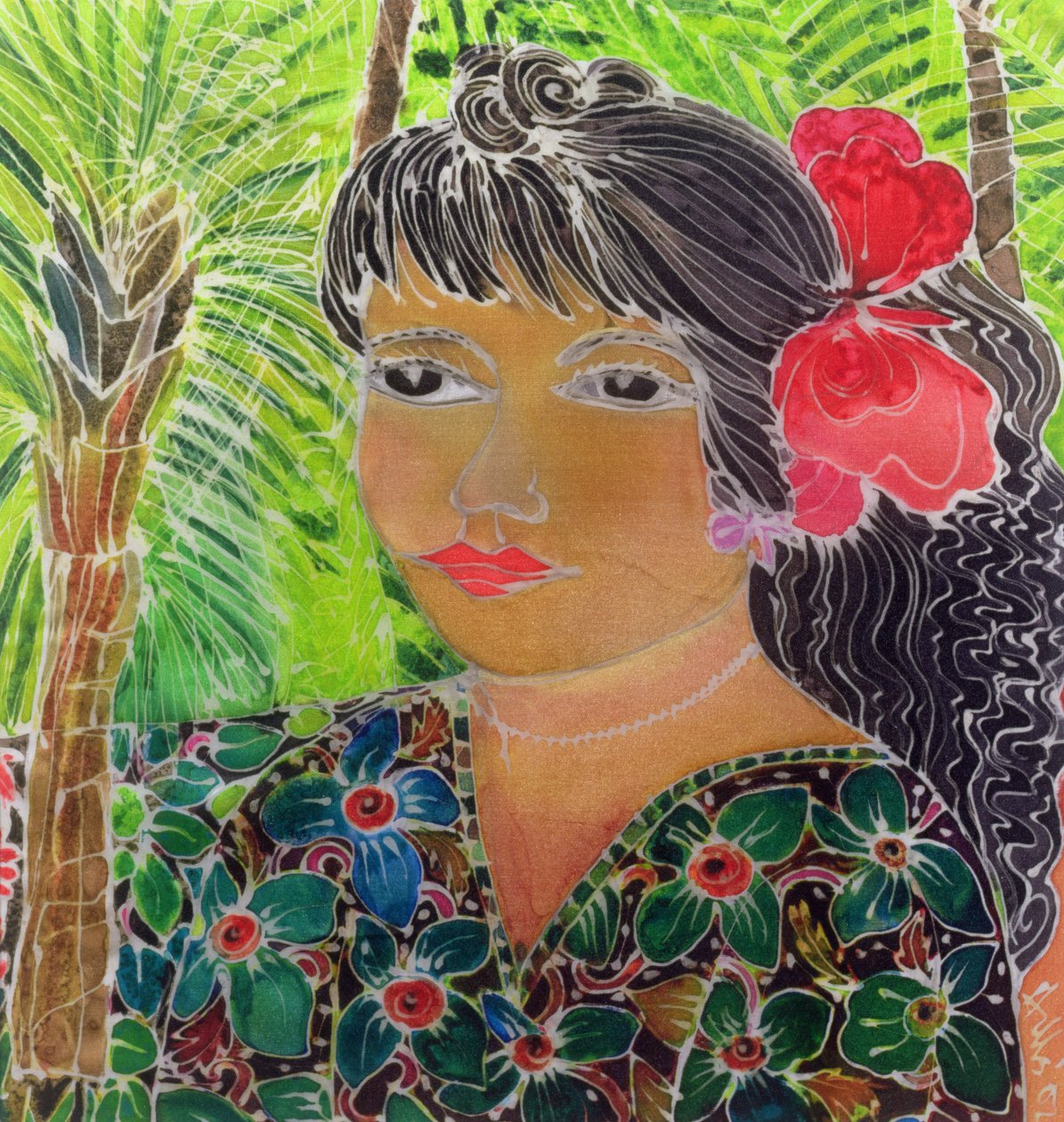 Dame avec Hibiscus - Hilary Simon