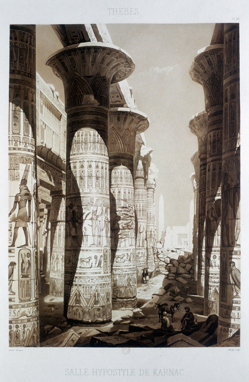Salle hypostyle, Thèbes, Karnak, Égypte, 1841 - Himely