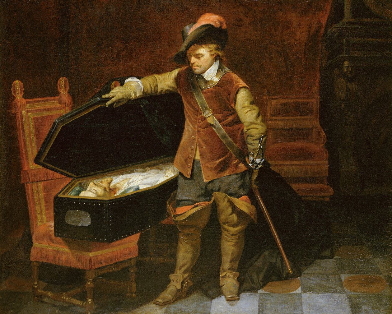 Oliver Cromwell (1599-1658) avec le cercueil de Charles Ier (1600-49) 1846 - Hippolyte Delaroche