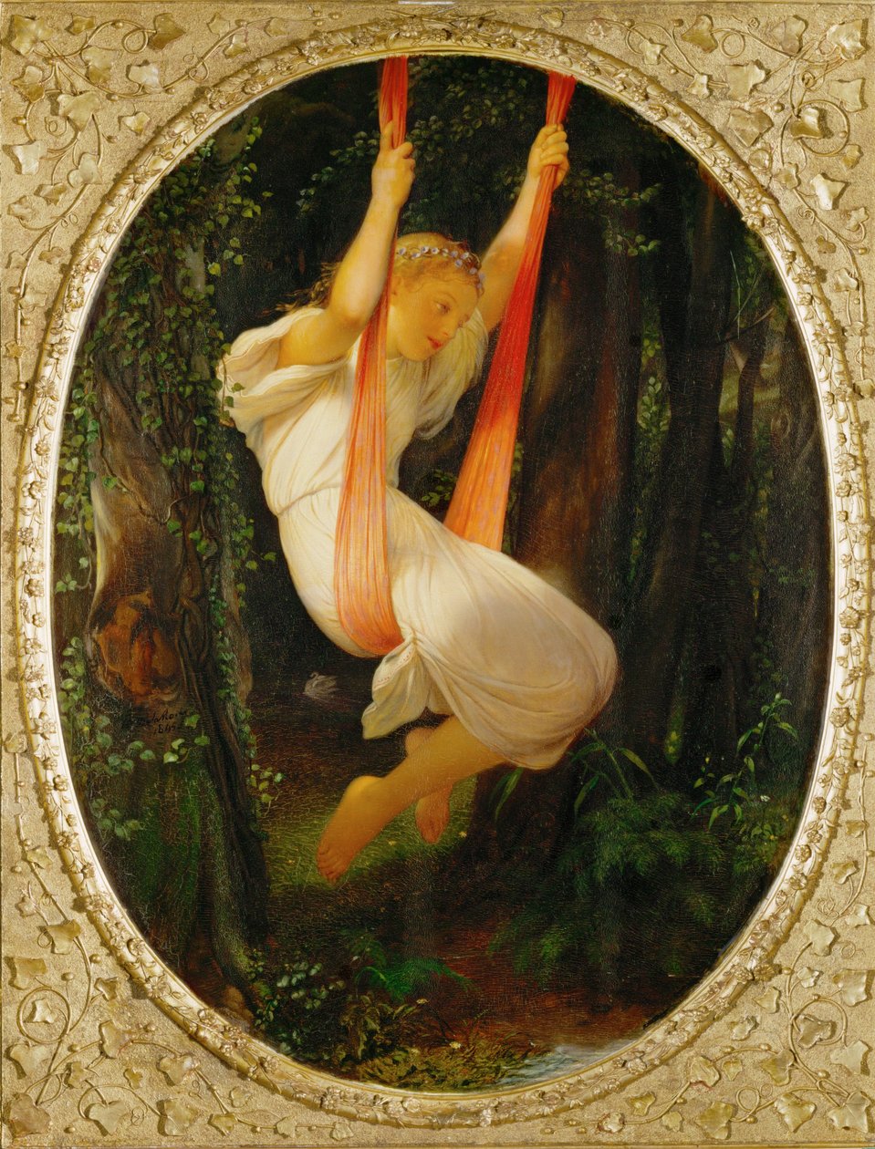 Jeune fille sur une balancoire (painting on wood) - Hippolyte (1797-1856) Delaroche