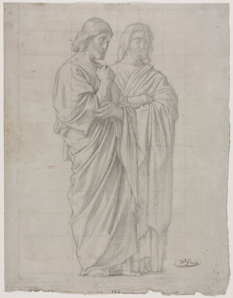 Deux figures debout (Étude pour la section gauche de La Mission des Apôtres) - Hippolyte Jean Flandrin