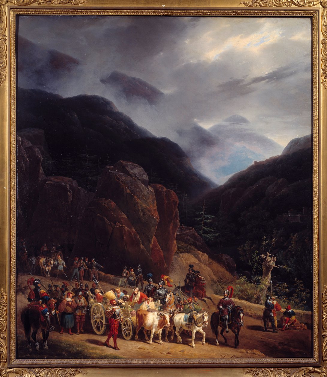 Le retour de la bataille de Marignan. Armées de François Ier revenant de Marignan (Maregnano) le 14/09/1515. - Hippolyte Lecomte