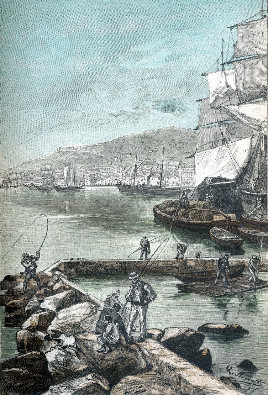 Illustration en chromotypographie pour « Clovis Dardentor » de Jules Verne, gravure de L. Benett pour l