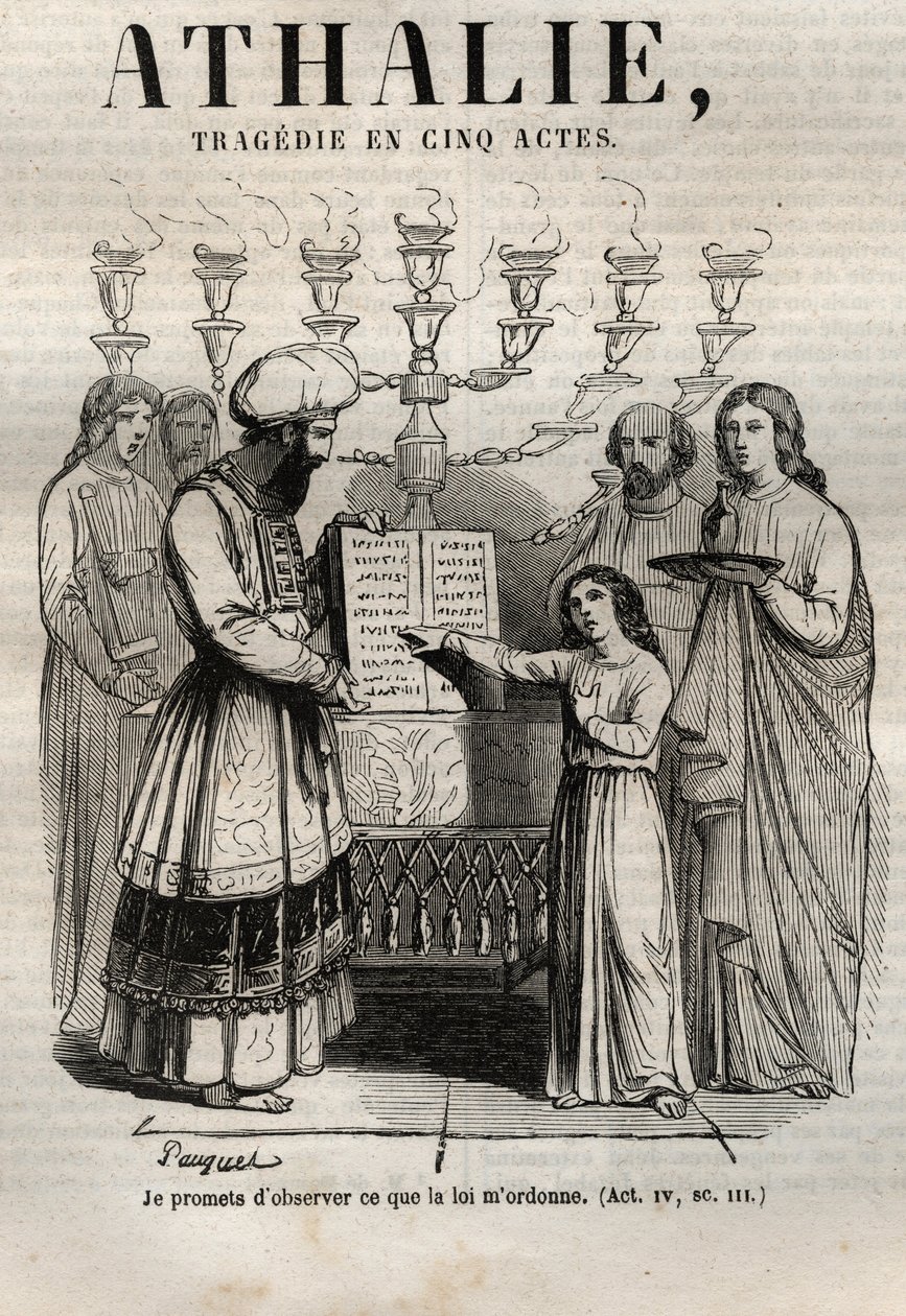 Athalie tragédie de Jean Racine en cinq actes - gravure dans "Œuvres de Jean Racine" illustrée par Pauquet et notice par Émile de La Bédollière - 1851 - Hippolyte Louis Pauquet