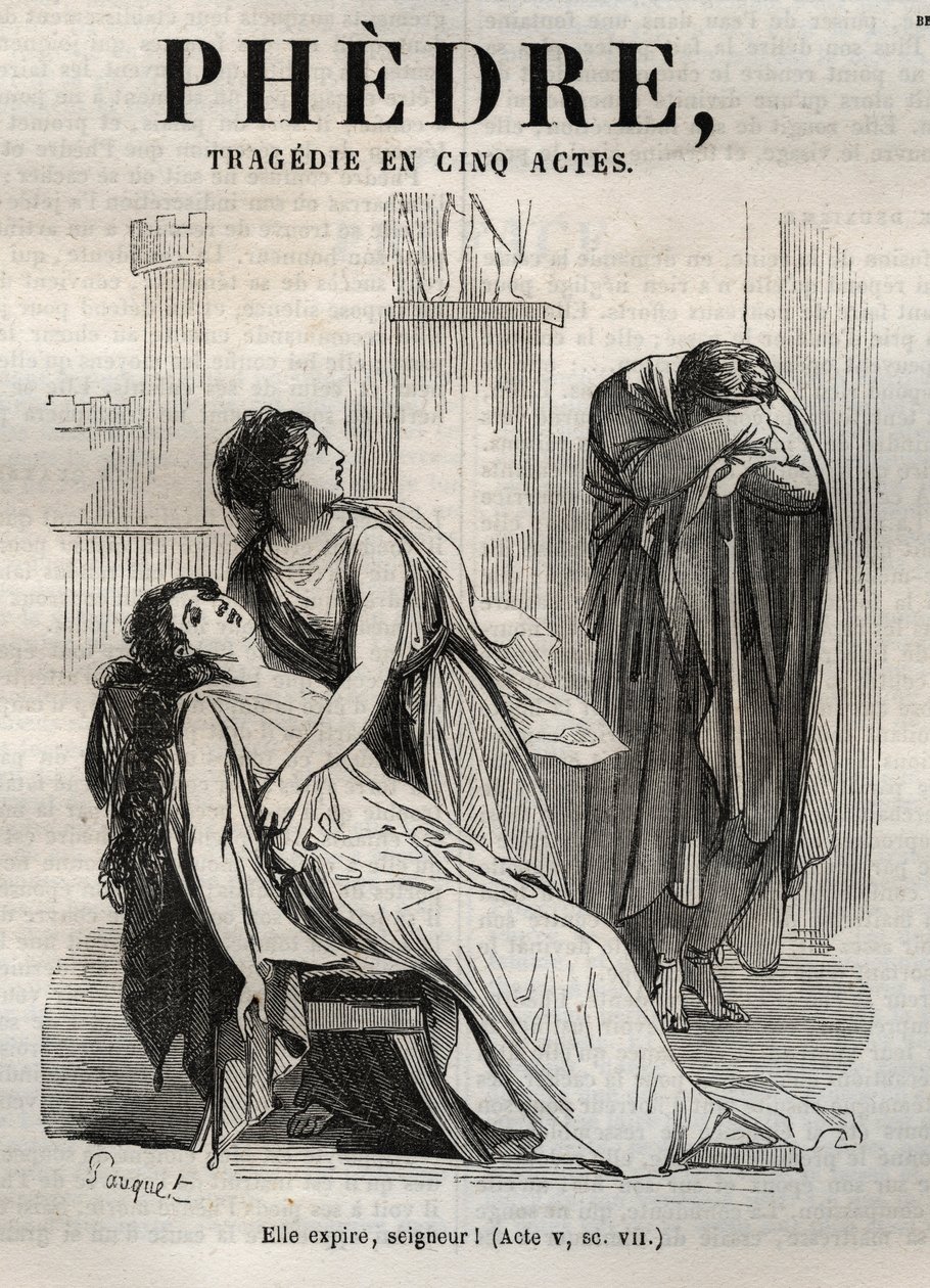 Phèdre, par Jean Racine - gravure dans « Œuvres de Jean Racine » illustrées par Pauquet et notice par Émile de La Bédollière - 1851 - Hippolyte Louis Pauquet
