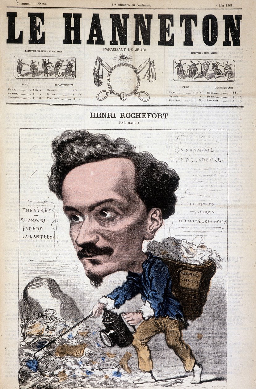 Caricature par Henri Rochefort (1831-1913), journaliste, écrivain et homme politique français. Dans Le Hanneton, 4 juin - Hippolyte Mailly