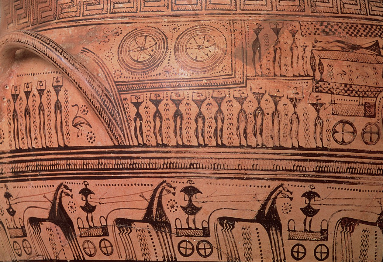 Cratère géométrique attique, de Dipylon, 750-735 av. J.-C. (céramique) (détail) - Hirschfeld painter