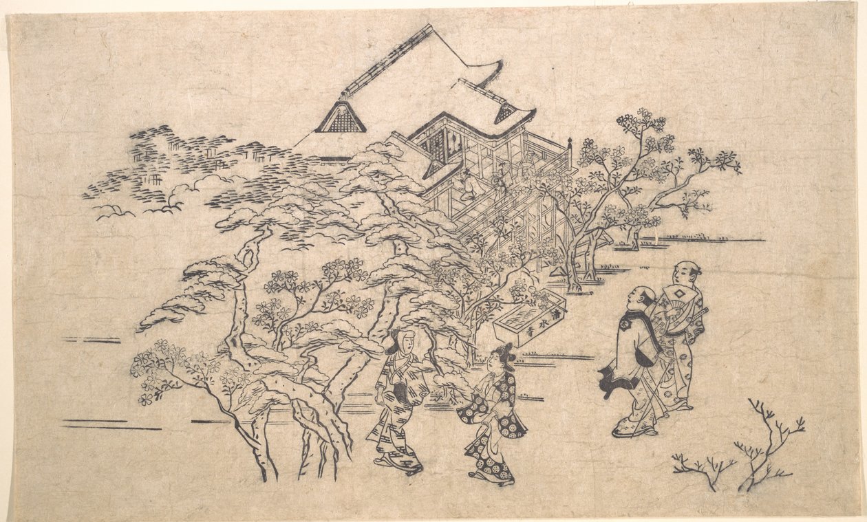 Temple Kiyomizu à Kyoto - Hishikawa Moronobu
