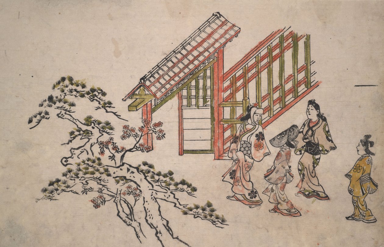 Près de la nouvelle porte de Yoshiwara - Hishikawa Moronobu